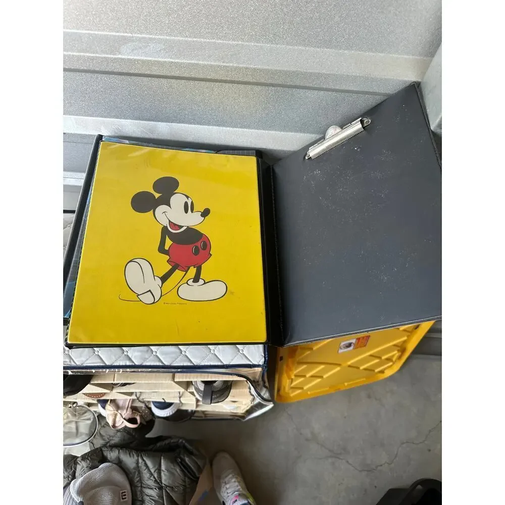Vintage Disney Mickey Mouse Yellow 3 Ring Binder